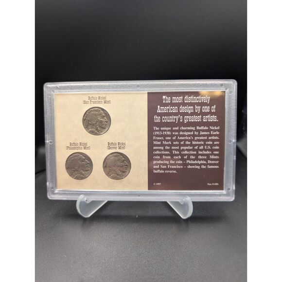 Buffalo Nickel Mint Mark Set: P-D-S Trio w/ COA - Picture 2 of 3